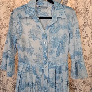 Positano Couture Blue and White Dress